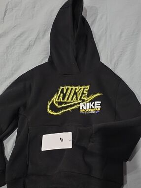 Nike Black Pullover‎ Hoodie with Neon Yellow Logo